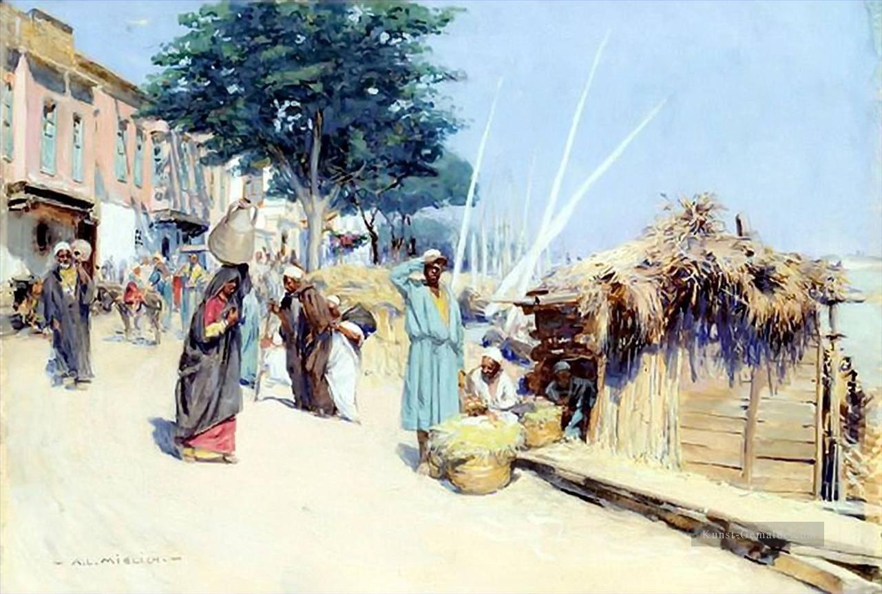 Orientalische Marktszene Kairo Alphons Leopold Mielich Orientalist Szenen Ölgemälde